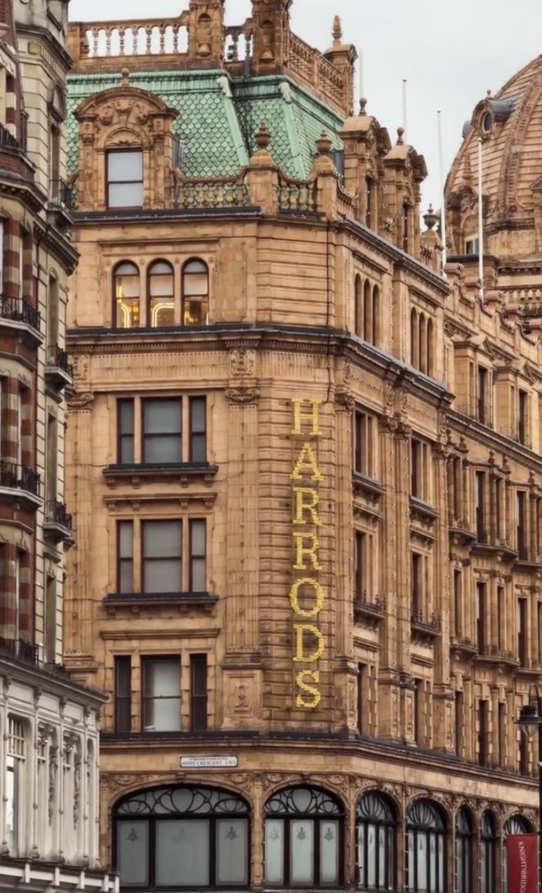 The Harrods building in Knightsbridge, London